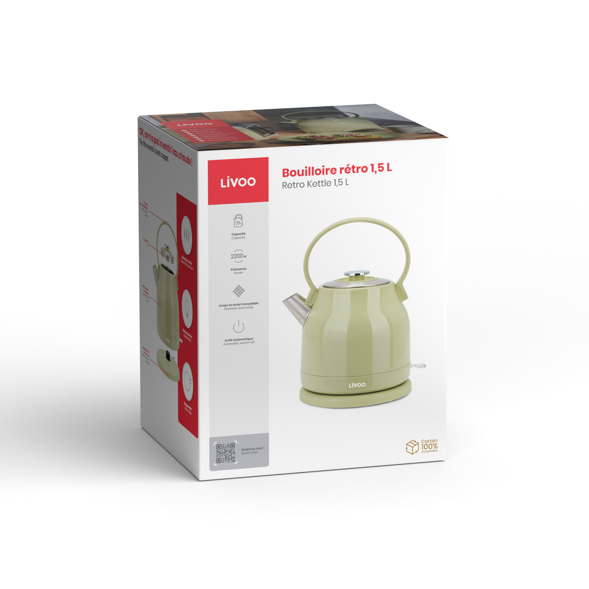 Bouilloire rétro 1,5 L Livoo – Image 3