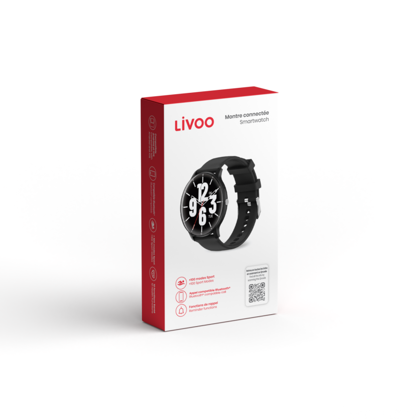 Montre connectée Livoo 1,28 pouces noire – Image 4