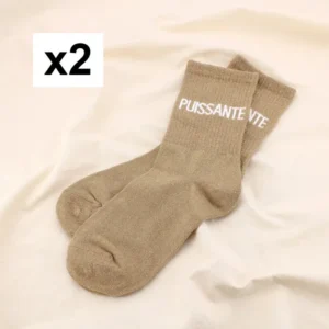 Paire chaussettes à paillettes message PUISSANTE