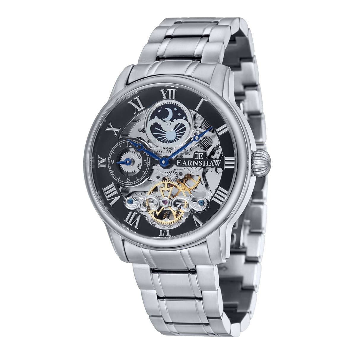 Montre homme EARNSHAW Longitude Mouvement automatique Boitier rond en acier inoxydable