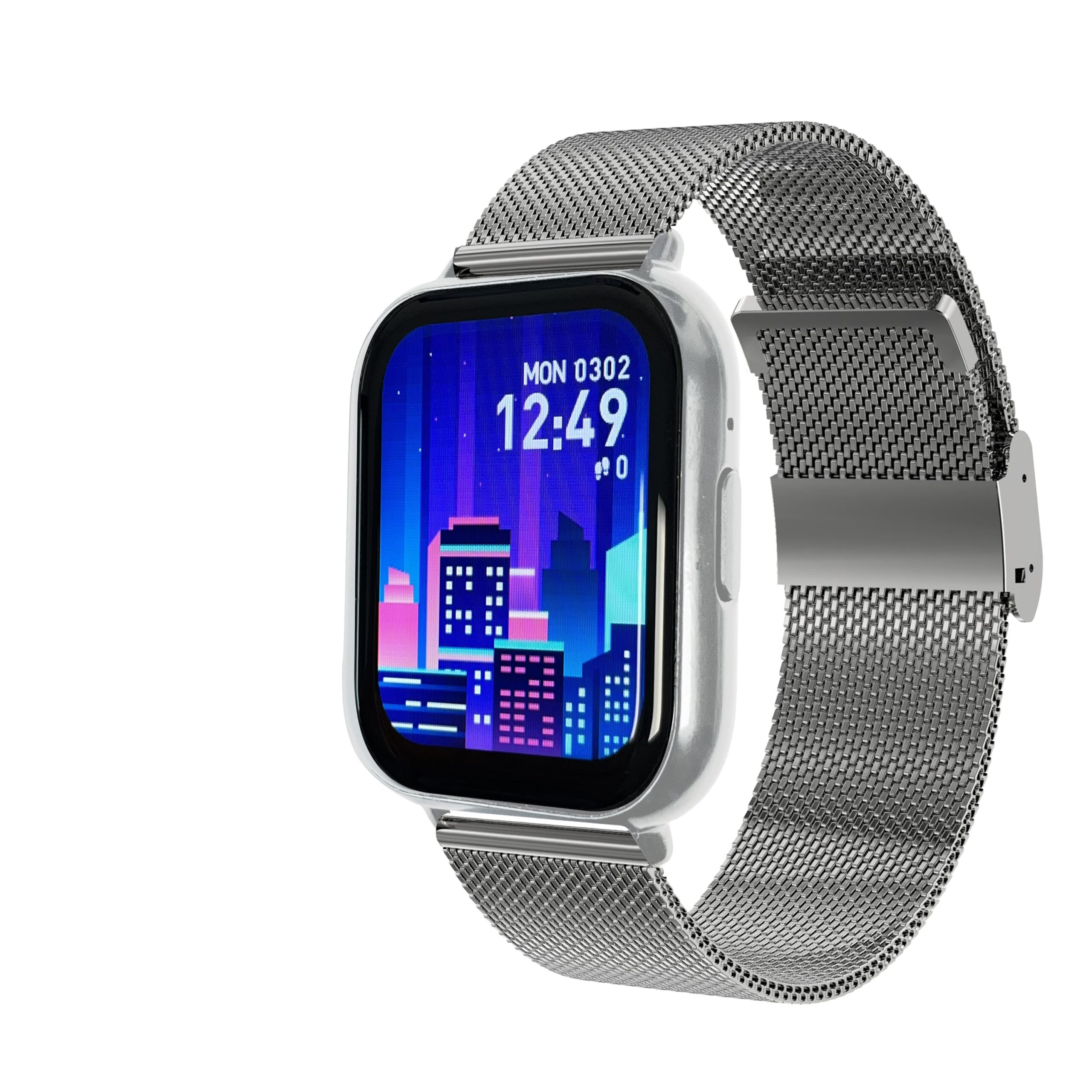 Montre Smarty connectée - Fitnow - SW105F - Boitier rectangulaire argenté