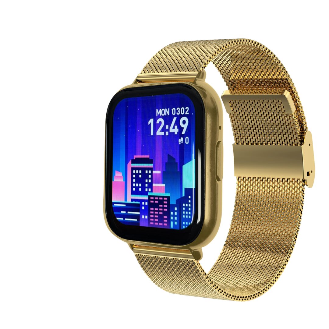 SW105H Montre Smarty connectée - Fitnow - SW105H - Boitier rectangulaire doré