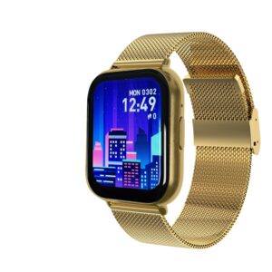 Montre Smarty connectée - Fitnow - SW105H - Boitier rectangulaire doré