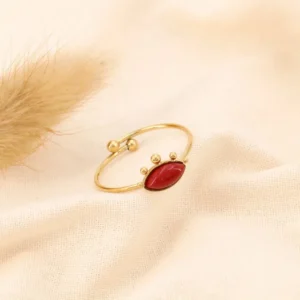 Bague fine réglable acier inoxydable oeil chance