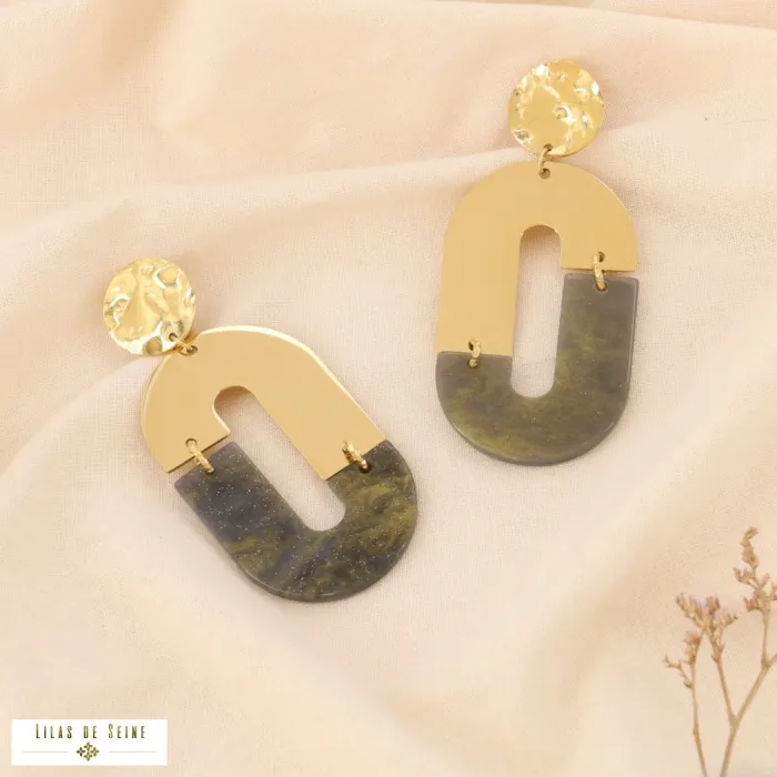 Boucles d’oreilles CLIP vintage en acier inoxydable grises
