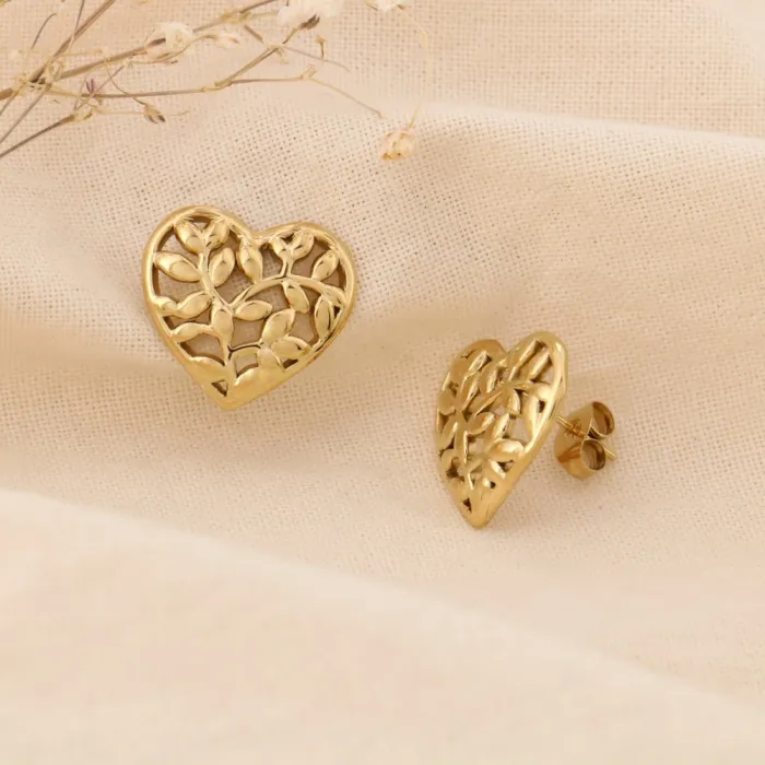 Boucles d'oreilles minimaliste acier inoxydable cœur
