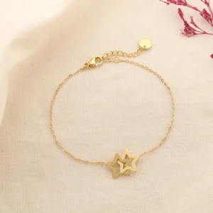 Bracelet acier inoxydable étoiles entrelacées doré