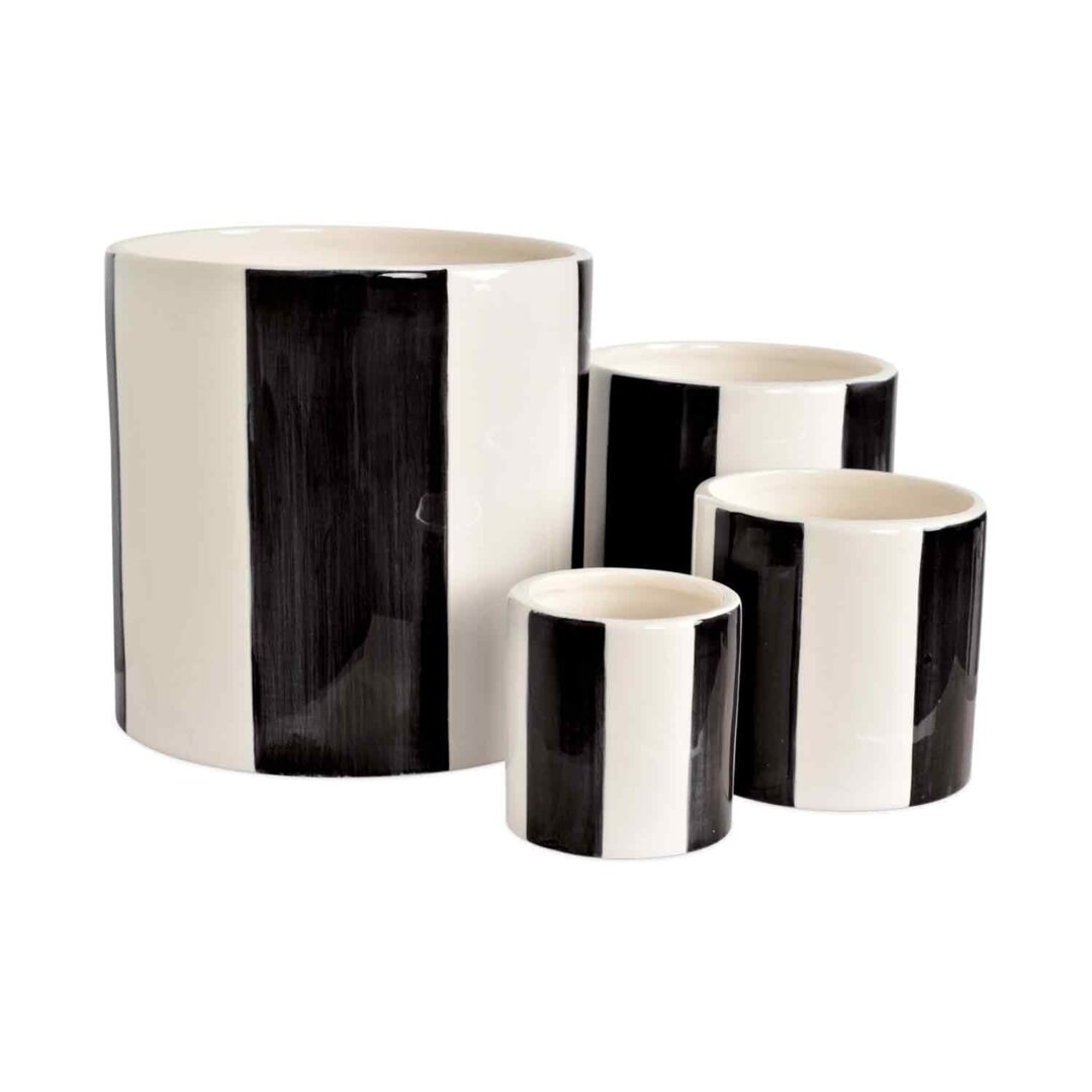 015929-1 Set de 4 pots rayure noir