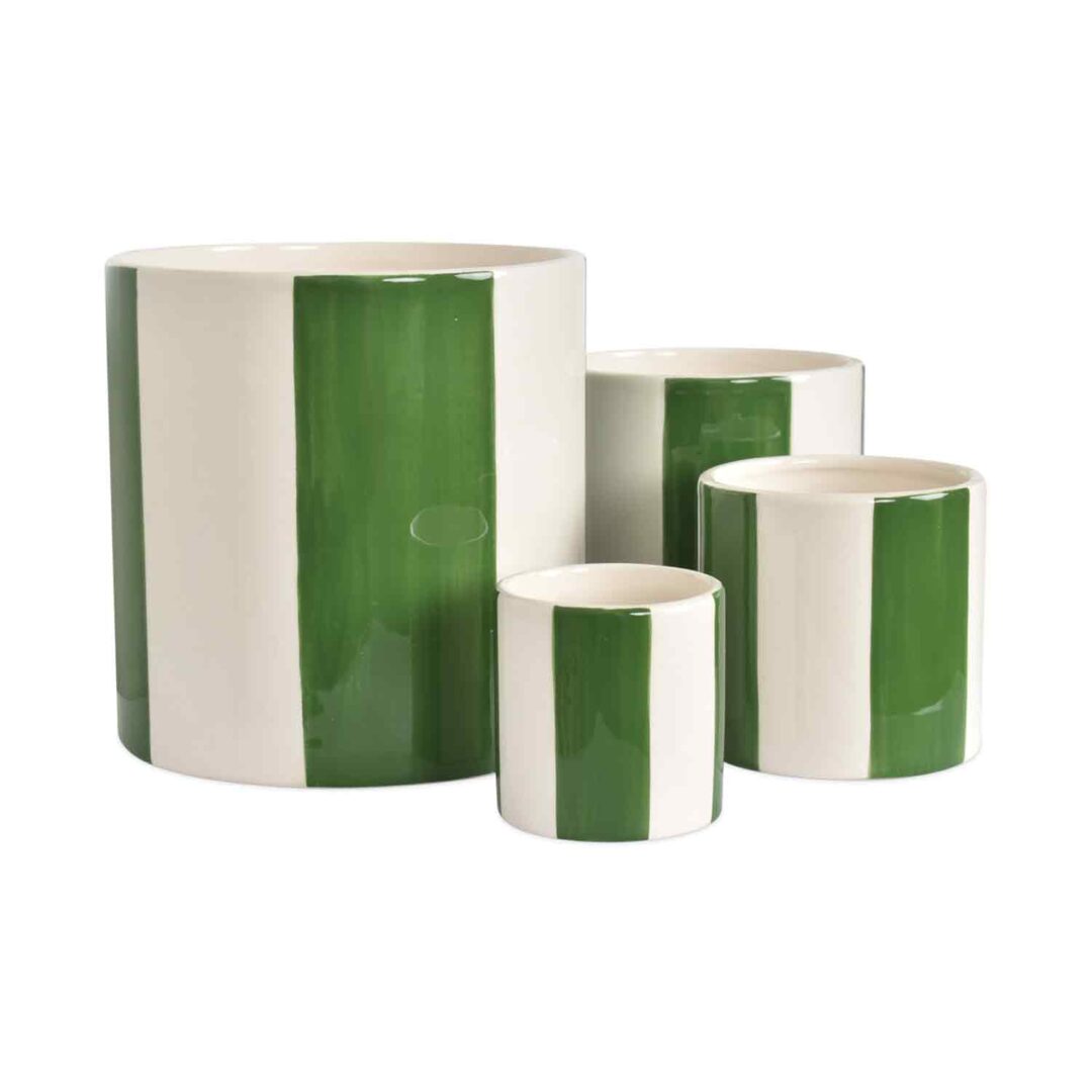 015930-1 Set de 4 pots rayure vert