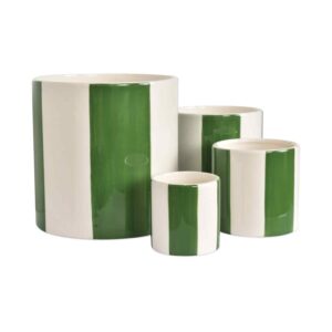 Set de 4 pots rayure vert