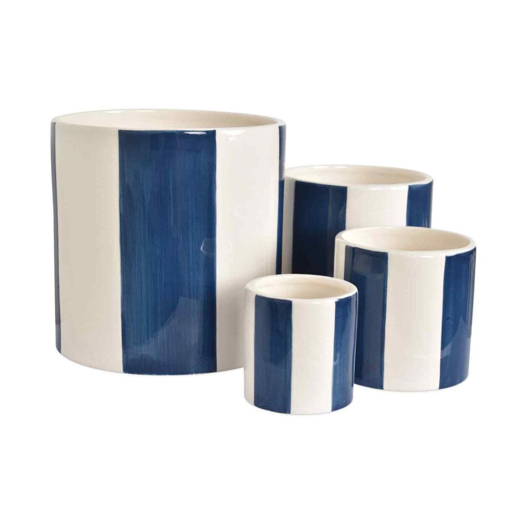 015933-1 Set de 4 pots rayure bleu