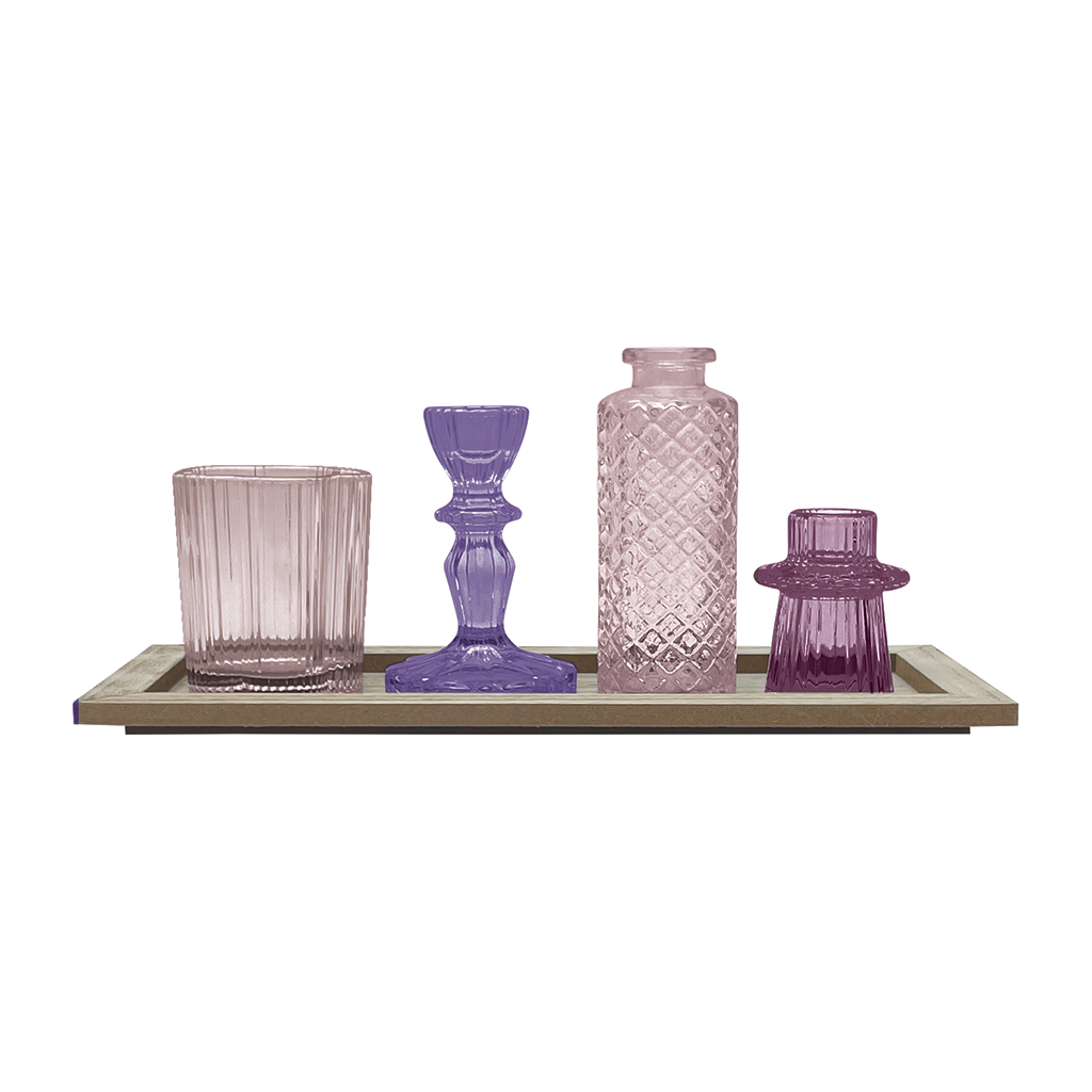 Set de 4 déco sur plateau parme