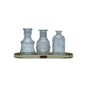 Set de 3 Vases sur Plateau Miroir Doré