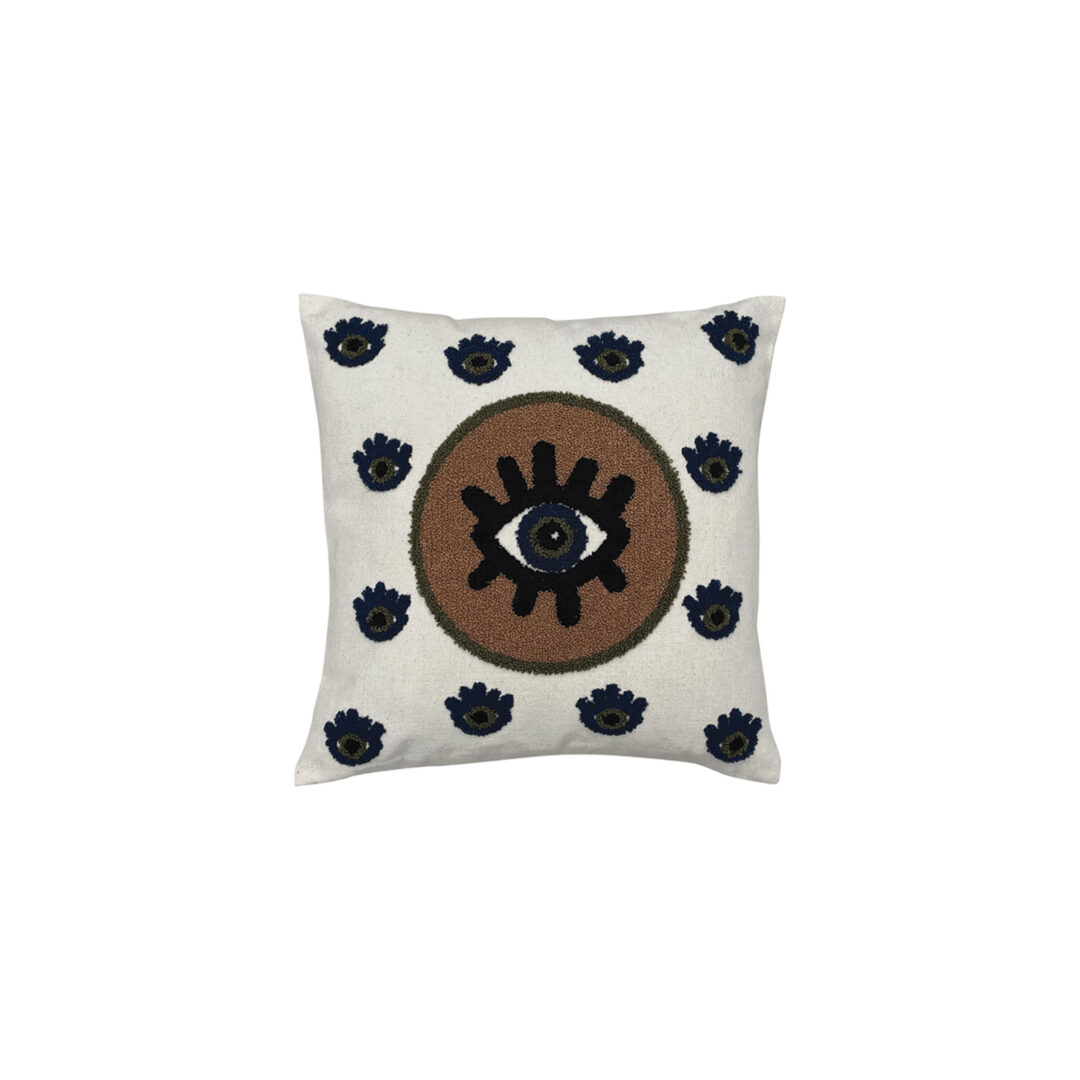017502-1 Coussin Brodé "Oeil" Kaki