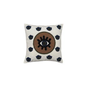Coussin Brodé "Oeil" Kaki