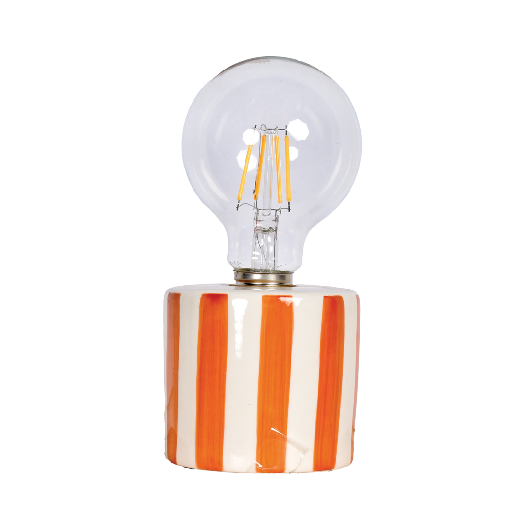 Lampe LED en Faïence à Rayures – Orange