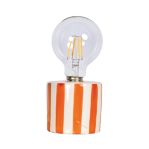 Lampe LED en Faïence à Rayures – Orange
