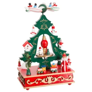 Boîte à musique en bois "Sapin et Avions" – 24 cm