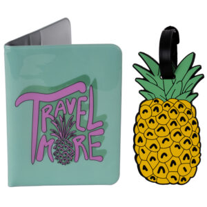 Set Protège-Passeport et Étiquette de Bagage – Ananas