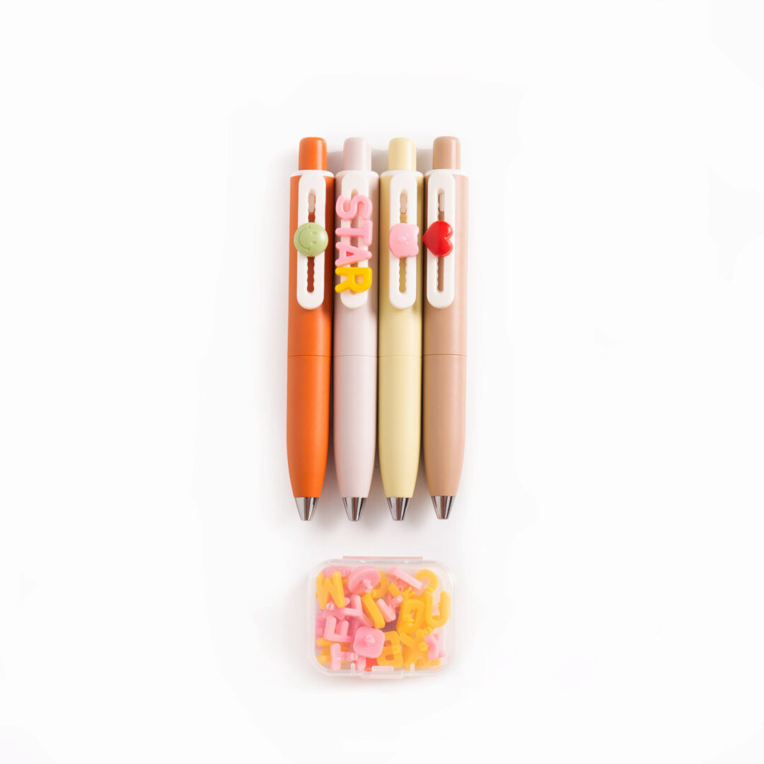 122872-l Pack de 4 Stylos "Earth" – Tons Naturels & Breloques