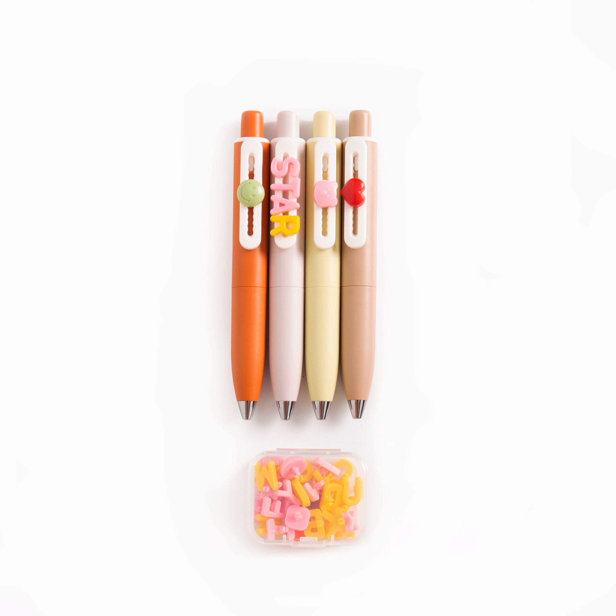 Pack de 4 Stylos "Earth" – Tons Naturels & Breloques