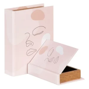 Set de 2 boîtes livres décoratives Visage en toile