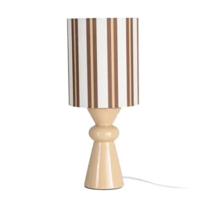 Luminaire de Table en Céramique Rayée Beige – 43 cm