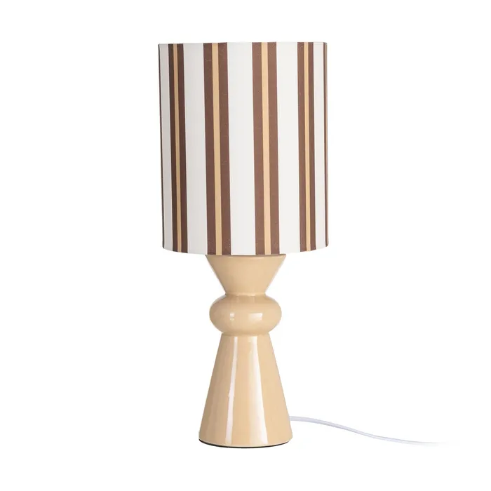 Luminaire de Table en Céramique Rayée Beige – 43 cm