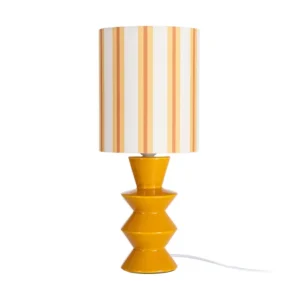 Luminaire de Table en Céramique Rayée Moutarde – 44 cm
