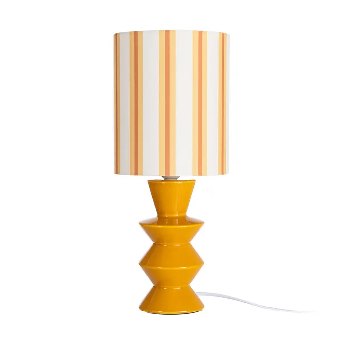 Luminaire de Table en Céramique Rayée Moutarde – 44 cm