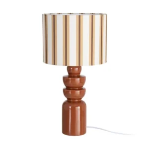 Luminaire de Table en Céramique Rayée Terre Cuite – 47 cm