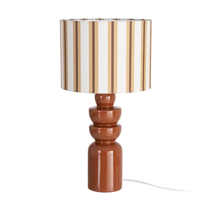 Luminaire de Table en Céramique Rayée Terre Cuite – 47 cm