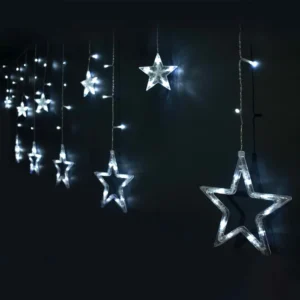 Rideau Lumineux Étoiles 138 LED Blanc – 8 Fonctions – 8 m
