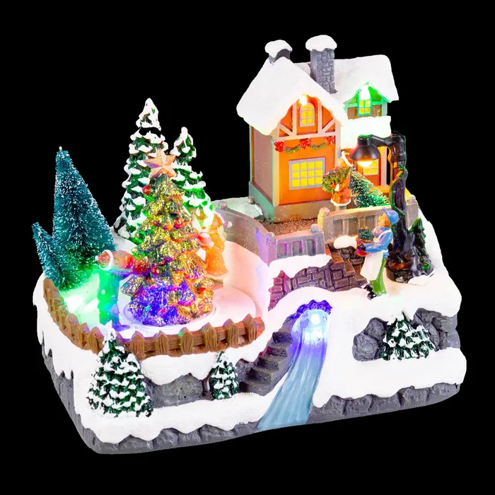 Village de Noël Lumineux avec Sapin Animé – 20,5 cm – Image 2