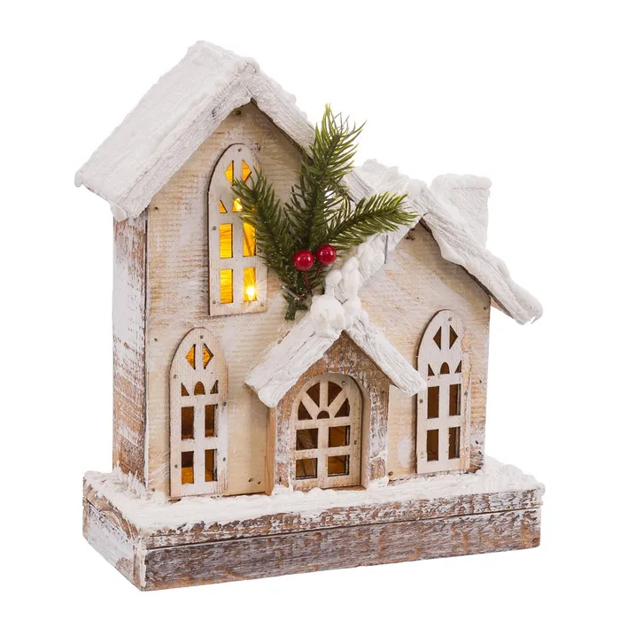 Grande Maison Lumineuse en bois clair – 25 cm