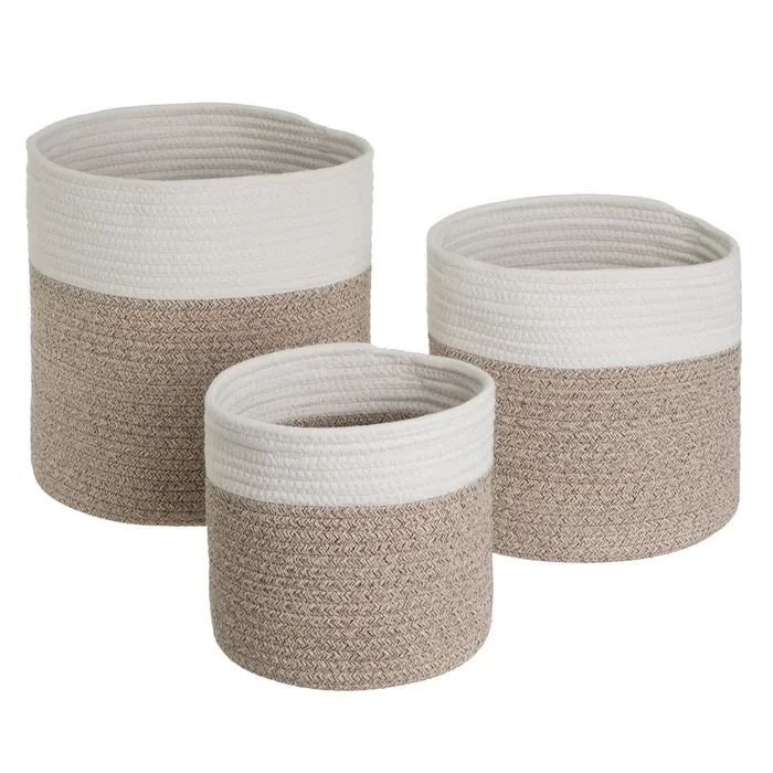 Set de 3 paniers de rangement en corde gris chiné