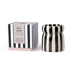 Bougie Céramique 184g "Rayures Noires" - Lava Stone