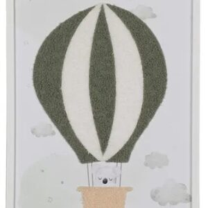 Tableau Enfant "Koala en Montgolfière" – Vert Sauge & Blanc