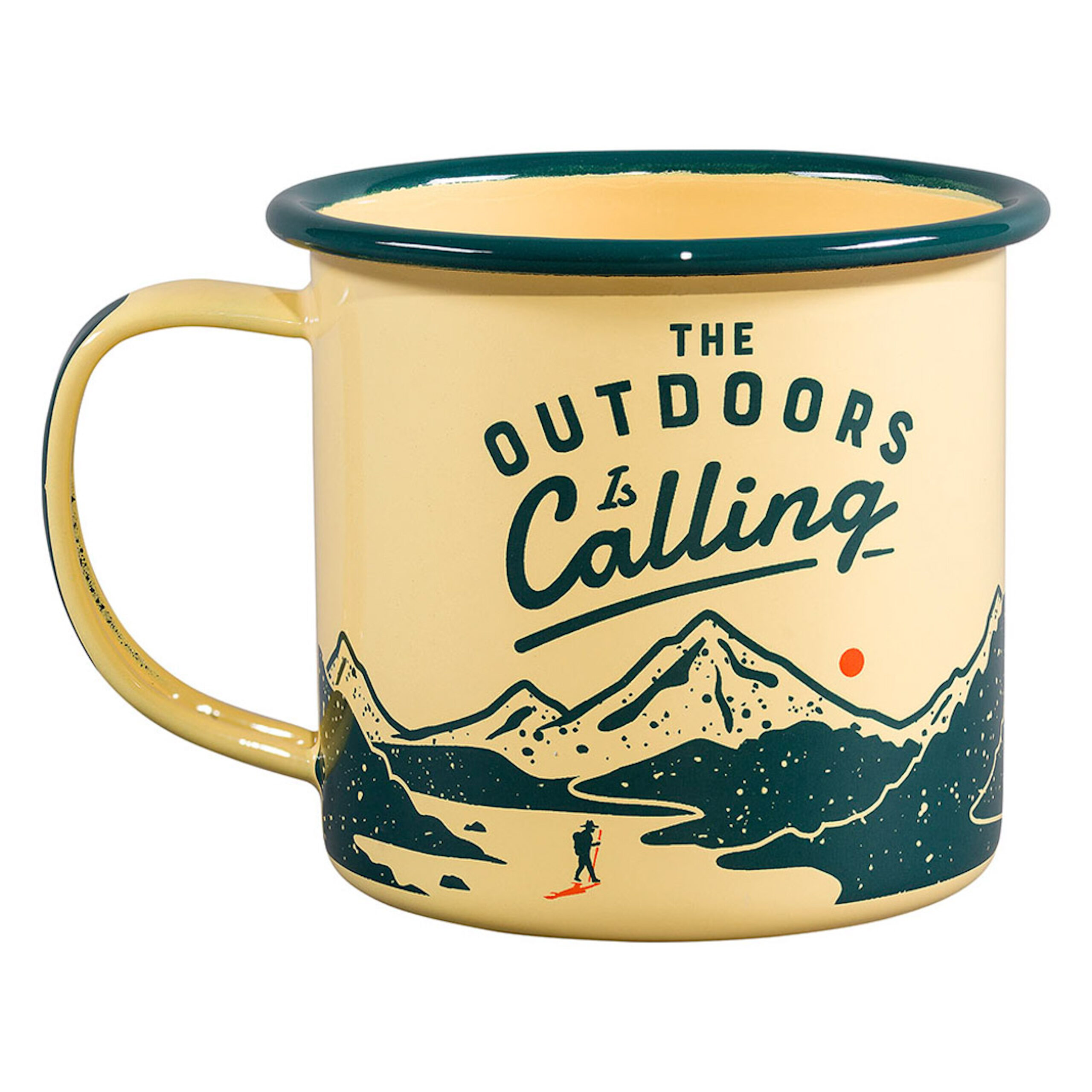 Mug en Émail "The Outdoors is Calling" Jaune - 325ml – Image 3