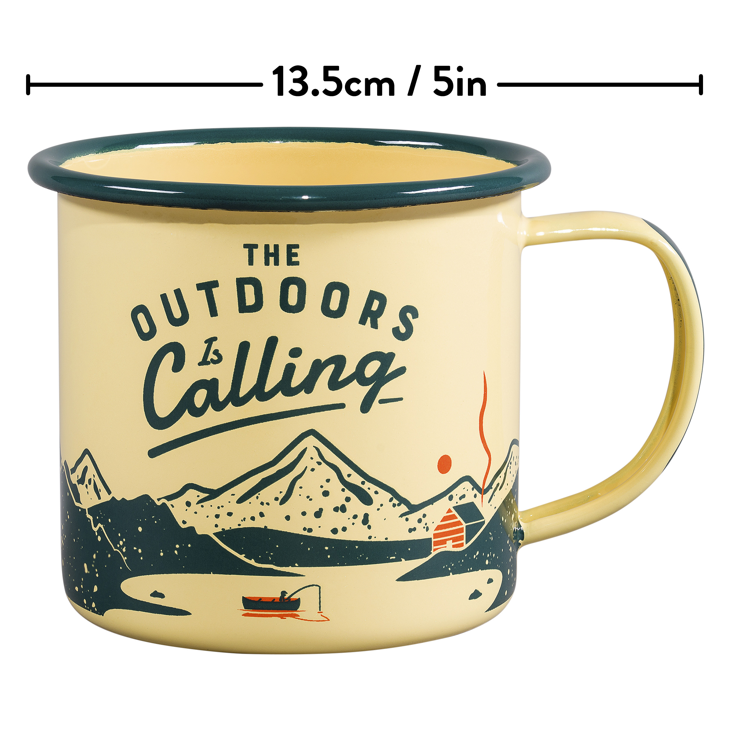 Mug en Émail "The Outdoors is Calling" Jaune - 325ml – Image 2