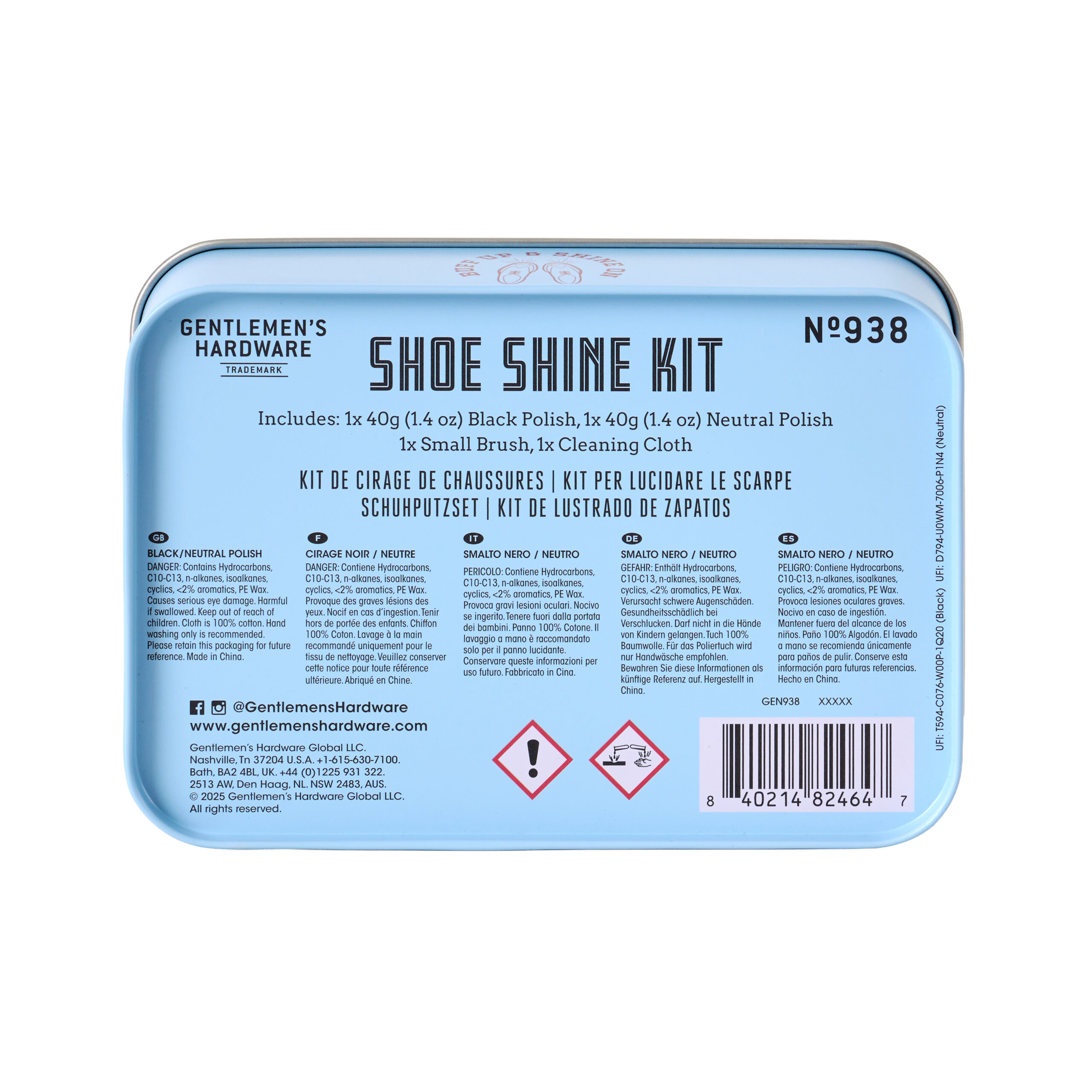 Kit de Cirage pour Chaussures en Boîte Métal - Gentlemen's Hardware – Image 2