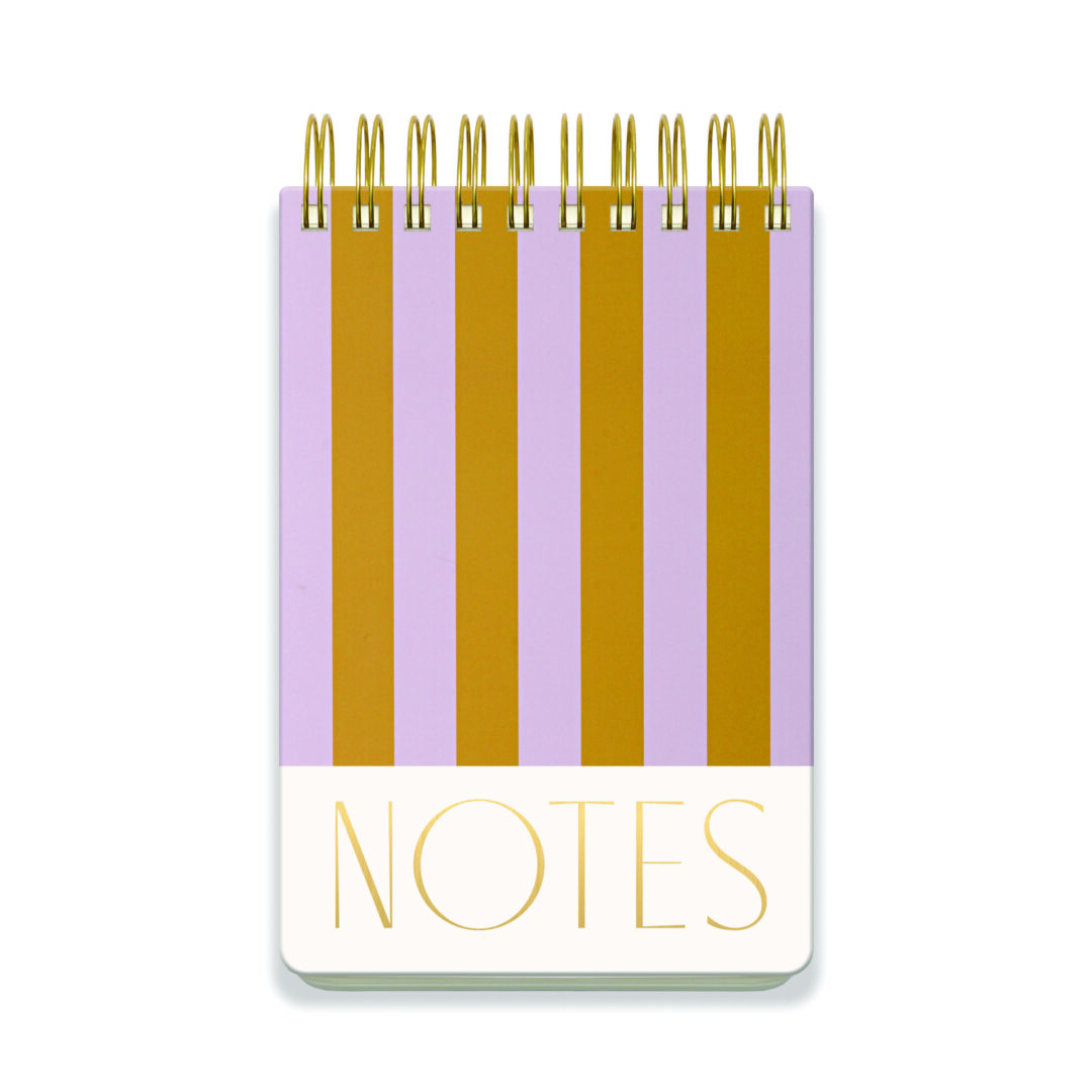 Grand Bloc-notes Épais "Rayures Lilas et Ocre"