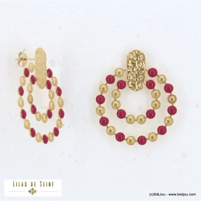 boucles-d-oreille-acier-inoxydable-double-anneaux-resine-epoxy-femme-0322537 (1) Boucles d’oreilles "Double Anneau" – Acier Inoxydable & Résine Époxy Fushia