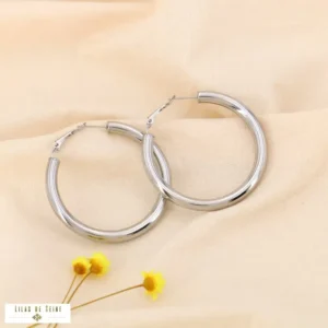 Boucles d'oreilles créoles XL "Tube" – Acier Inoxydable 50 mm