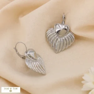 Boucles d'oreille dormeuses "Cœur Sculptural" – Acier Inoxydable