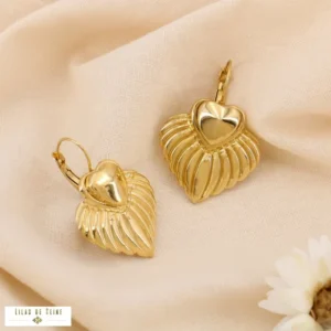Boucles d'oreille dormeuses "Cœur Sculptural" – Acier Inoxydable