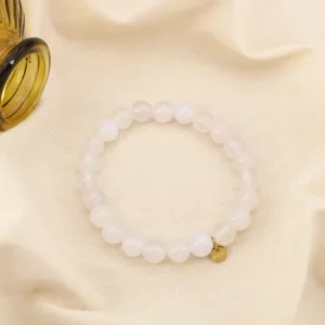 Bracelet Élastique Pierres Naturelles 8mm & Acier blanc