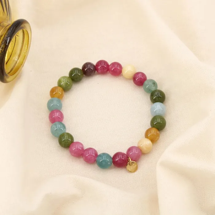 Bracelet Élastique Pierres Naturelles 8mm & Acier multi