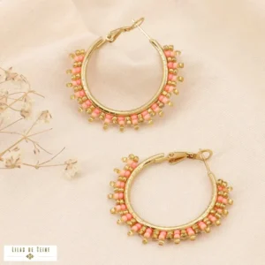 Boucles d'oreilles créoles "Bohème Chic" – Perles de Rocaille & Acier