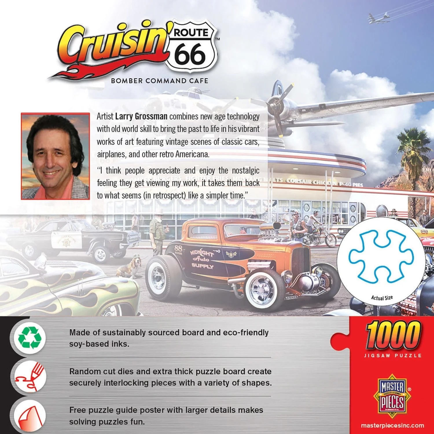 Puzzle (1000 pièces) Cruisin‘ Rt66 - Bomber Command Café - Larry Grossman – Image 4